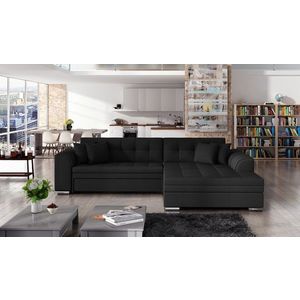 Coltar extensibil dreapta 4 locuri, ELTAP, Sorento, 296x194x78 cm, lemn/poliester, negru imagine