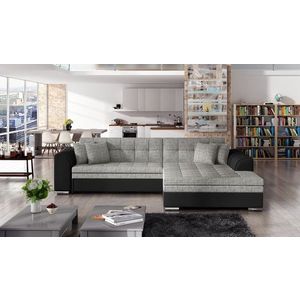 Coltar extensibil dreapta 4 locuri, ELTAP, Sorento, 296x194x78 cm, lemn/poliester, gri/negru imagine