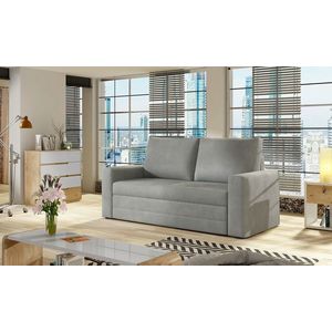 Canapea extensibila 2 locuri, ELTAP, Wave, 150x90x90 cm, lemn/poliester, gri imagine