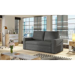 Canapea extensibila 2 locuri, ELTAP, Wave, 150x90x90 cm, lemn/poliester, gri inchis imagine