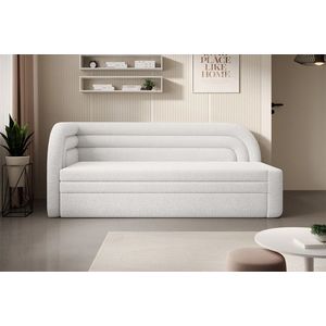 Canapea extensibila brat stanga 3 locuri, ELTAP, Fabillo, 223x86x80 cm, lemn/poliester, alb imagine