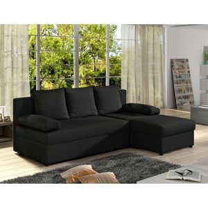 Coltar extensibil reversibil 3 locuri, ELTAP, Gino, 201x143x90 cm, lemn/poliester, negru imagine