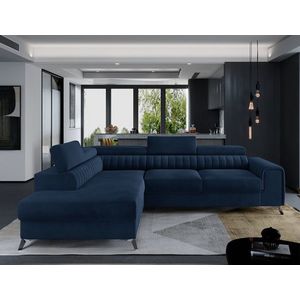 Coltar extensibil stanga 4 locuri, ELTAP, Lau-12, Laurence, 278x205x92 cm, lemn/poliester, albastru inchis imagine