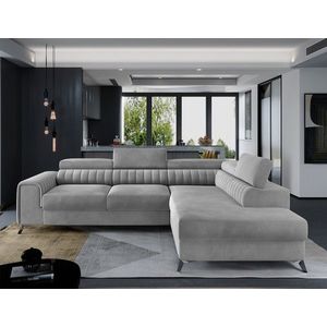 Coltar extensibil dreapta 4 locuri, ELTAP, Lau-25, Laurence, 278x205x92 cm, lemn/poliester, gri deschis imagine
