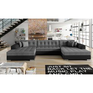 Coltar extensibil 5 locuri, ELTAP, Vento, 359x165x87 cm, lemn/poliester, gri imagine