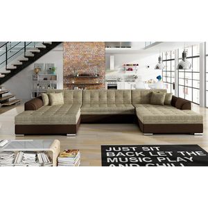 Coltar extensibil 5 locuri, ELTAP, Vento, 359x165x87 cm, lemn/poliester, bej/maro imagine