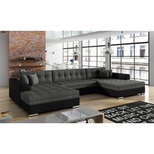 Coltar extensibil 5 locuri, ELTAP, Vento, 359x165x87 cm, lemn/poliester, gri inchis/negru imagine
