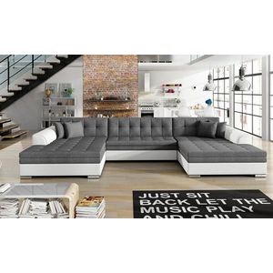 Coltar extensibil 5 locuri, ELTAP, Vento, 359x165x87 cm, lemn/poliester, gri inchis/alb imagine