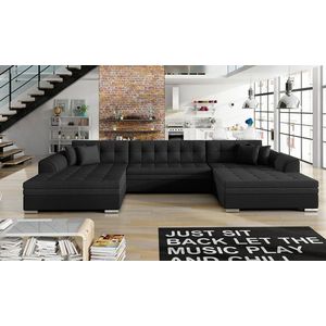 Coltar extensibil 5 locuri, ELTAP, Vento, 359x165x87 cm, lemn/poliester, negru imagine