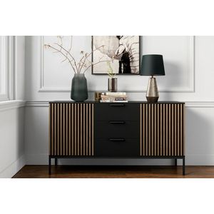 Comoda ELTAP, Meorati, 150x40x80 cm, PAL/ABS, negru/maro imagine