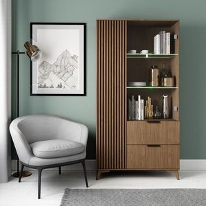 Dulap multifunctional ELTAP, Entsian, 100x60x192 cm, PAL/ABS/sticla, stejar imagine