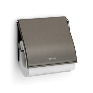 Suport hartie igienica, Brabantia, ReNew Platinum, 13.2x1.7x12.3 cm, otel, gri inchis imagine
