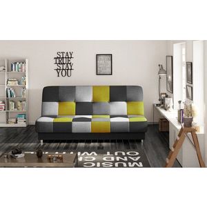 Canapea extensibila 3 locuri, ELTAP, Cayo, 192x90x90 cm, lemn/poliester, negru/galben imagine