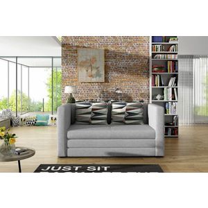 Canapea extensibila 2 locuri, ELTAP, Neva, 132x70x62 cm, lemn/poliester, gri deschis imagine