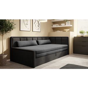 Canapea extensibila brat dreapta 3 locuri, ELTAP, Fulgeo, 214x82x77 cm, lemn/catifea din poliester, gri inchis imagine