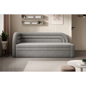 Canapea extensibila brat stanga 3 locuri, ELTAP, Fabillo, 223x86x80 cm, lemn/poliester, gri deschis imagine