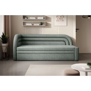 Canapea extensibila brat stanga 3 locuri, ELTAP, Fabillo, 223x86x80 cm, lemn/poliester, verde imagine
