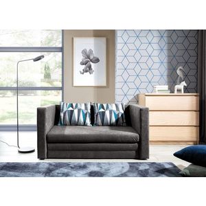 Canapea extensibila 2 locuri, ELTAP, Neva, 132x70x62 cm, lemn/poliester, gri imagine