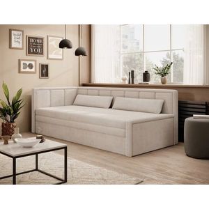 Canapea extensibila brat stanga 3 locuri, ELTAP, Fulgeo, 214x82x77 cm, lemn/catifea din poliester, bej imagine