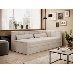 Canapea extensibila brat dreapta 3 locuri, ELTAP, Fulgeo, 214x82x77 cm, lemn/catifea din poliester, bej imagine