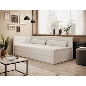 Canapea extensibila brat stanga 3 locuri, ELTAP, Fulgeo, 214x82x77 cm, lemn/catifea din poliester, alb imagine