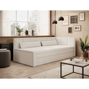 Canapea extensibila brat dreapta 3 locuri, ELTAP, Fulgeo, 214x82x77 cm, lemn/catifea din poliester, alb imagine