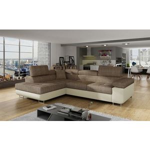Coltar extensibil stanga 4 locuri, ELTAP, Anton, 272x203x85 cm, lemn/poliester, bej inchis/bej deschis imagine
