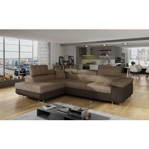 Coltar extensibil stanga 4 locuri, ELTAP, Anton, 272x203x85 cm, lemn/poliester, bej/maro imagine