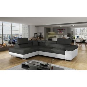 Coltar extensibil stanga 4 locuri, ELTAP, Anton, 272x203x85 cm, lemn/poliester, gri inchis/alb imagine