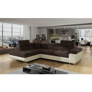 Coltar extensibil stanga 4 locuri, ELTAP, Anton, 272x203x85 cm, lemn/poliester, maro/bej imagine
