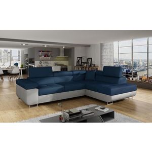 Coltar extensibil dreapta 4 locuri, ELTAP, Anton, 272x203x85 cm, lemn/poliester, bleumarin/gri imagine