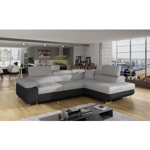 Coltar extensibil dreapta 4 locuri, ELTAP, Anton, 272x203x85 cm, lemn/poliester, gri deschis/negru imagine