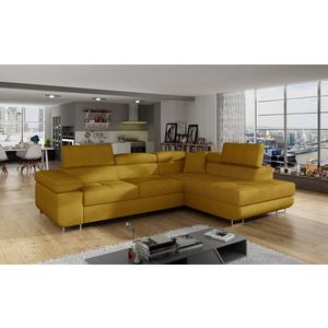Coltar extensibil dreapta 4 locuri, ELTAP, Anton, 272x203x85 cm, lemn/poliester, mustar imagine