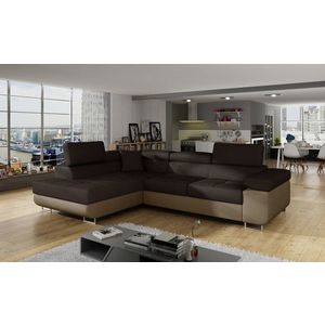 Coltar extensibil stanga 4 locuri, ELTAP, Anton, 272x203x85 cm, lemn/poliester, maro inchis/maro imagine