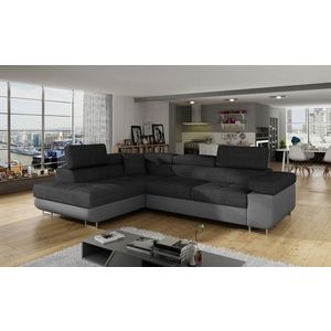 Coltar extensibil stanga 4 locuri, ELTAP, Anton, 272x203x85 cm, lemn/poliester, gri inchis/gri imagine