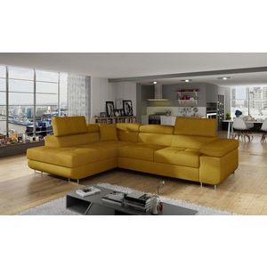 Coltar extensibil stanga 4 locuri, ELTAP, Anton, 272x203x85 cm, lemn/poliester, mustar imagine