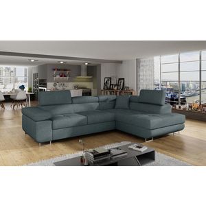 Coltar extensibil dreapta 4 locuri, ELTAP, Anton, 272x203x85 cm, lemn/poliester, albastru imagine