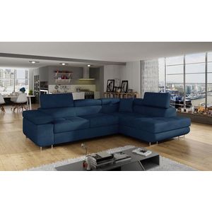 Coltar extensibil dreapta 4 locuri, ELTAP, Anton, 272x203x85 cm, lemn/poliester, bleumarin imagine