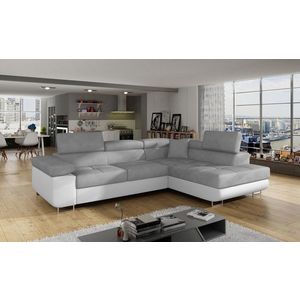 Coltar extensibil dreapta 4 locuri, ELTAP, Anton, 272x203x85 cm, lemn/poliester, gri deschis/alb imagine