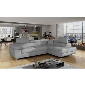 Coltar extensibil dreapta 4 locuri, ELTAP, Anton, 272x203x85 cm, lemn/poliester, gri deschis imagine