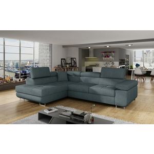 Coltar extensibil stanga 4 locuri, ELTAP, Anton, 272x203x85 cm, lemn/poliester, albastru imagine