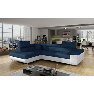 Coltar extensibil stanga 4 locuri, ELTAP, Anton, 272x203x85 cm, lemn/poliester, bleumarin/alb imagine