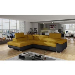 Coltar extensibil stanga 4 locuri, ELTAP, Anton, 272x203x85 cm, lemn/poliester, mustar/negru imagine