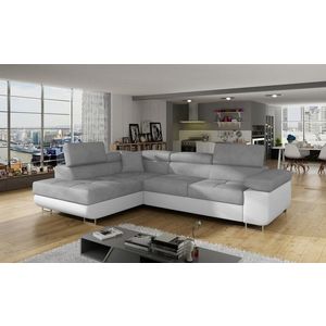 Coltar extensibil stanga 4 locuri, ELTAP, Anton, 272x203x85 cm, lemn/poliester, gri deschis/alb imagine