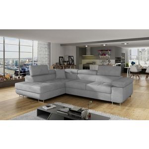 Coltar extensibil stanga 4 locuri, ELTAP, Anton, 272x203x85 cm, lemn/poliester, gri deschis imagine