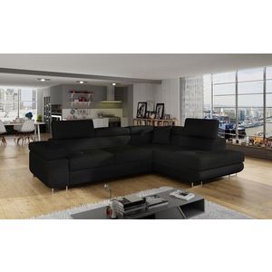 Coltar extensibil dreapta 4 locuri, ELTAP, Anton, 272x203x85 cm, lemn/poliester, negru/negru imagine