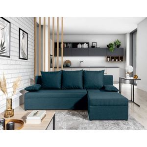 Coltar extensibil reversibil 3 locuri, ELTAP, Gino, 201x143x90 cm, lemn/poliester, albastru inchis imagine