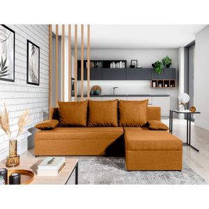 Coltar extensibil reversibil 3 locuri, ELTAP, Gino, 201x143x90 cm, lemn/poliester, mustar imagine