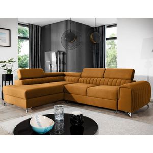 Coltar extensibil stanga 4 locuri, ELTAP, Lau-02, Laurence, 278x205x92 cm, lemn/poliester, mustar imagine