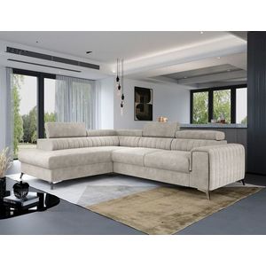 Coltar extensibil stanga 4 locuri, ELTAP, Lau-03, Laurence, 278x205x92 cm, lemn/poliester, bej inchis imagine